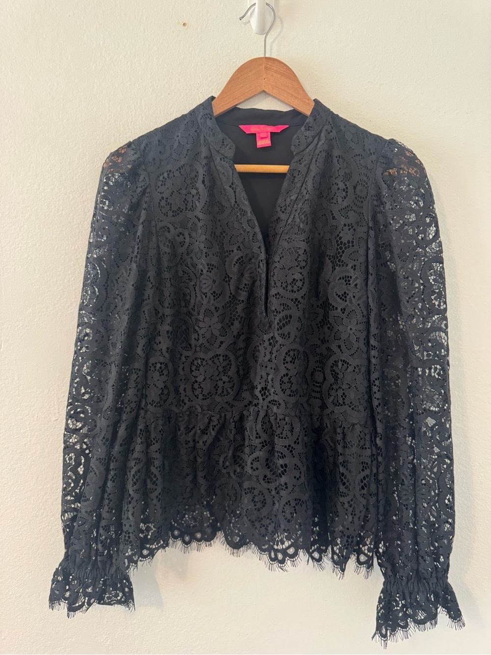 Lilly Pulitzer Jacelynne Long-Sleeve Lace Top Sheer Flared Sleeves Romantic XXS